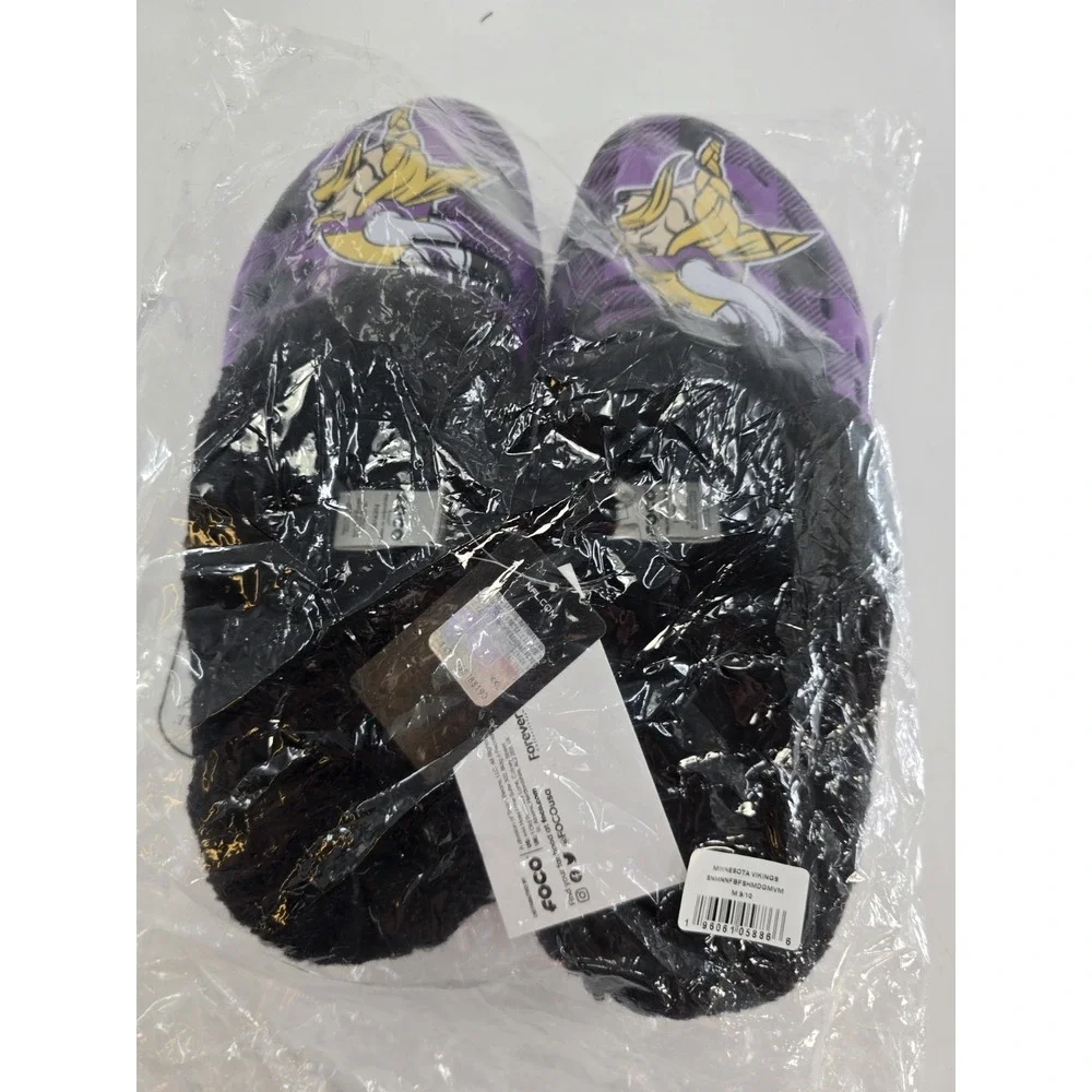 NWT FOCO Men's NFL Minnesota Vikings Sherpa Lined Clogs -‎ Size 9/10